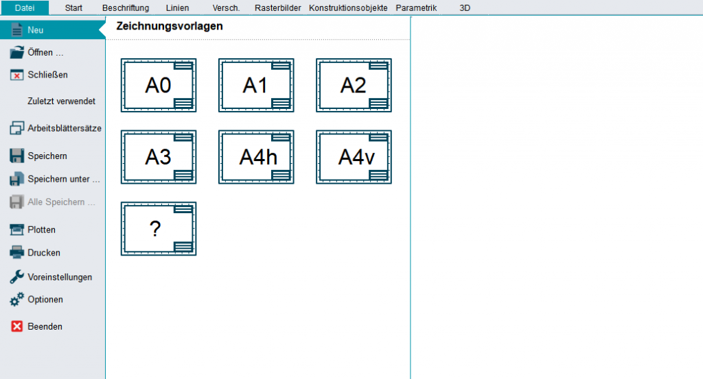 DXF DWG Neue Datei erstellen