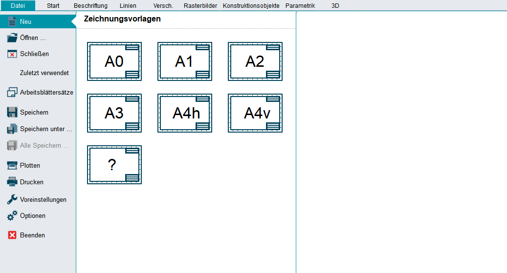 DXF DWG Neue Datei erstellen