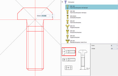 integrierte Normteilbibliothek mit vielen CAD-Symbolen