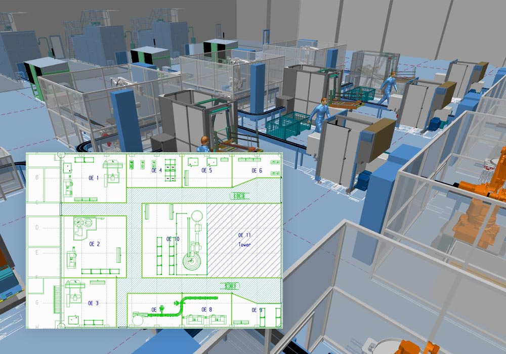 Fabrik in 2D entwerfen und automatisch 3D Aufstellpläne erhalten