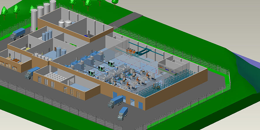 Layout kompletter Fabriken in einer 2D 3D Software Layout kompletter Fabriken in einer 2D 3D Software