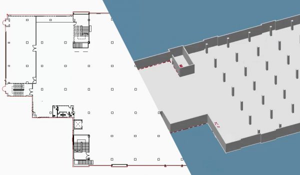 Layout vom Gebäude in 2D und 3D